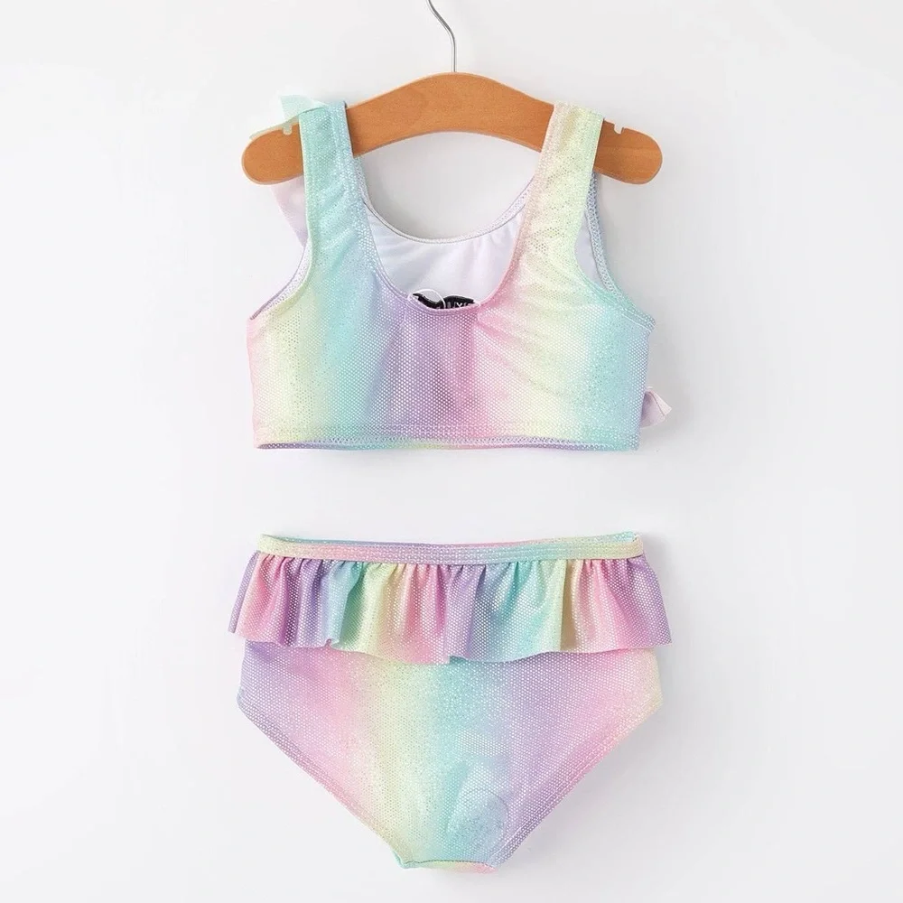 Rylee Faith Toddler Girl Sparkle Rainbow Bikini Swimsuit 3T